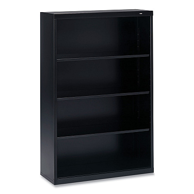 Tennsco Metal Bookcase, Four-Shelf, 34.5w x 13.5d x 52.5h, Black (TNNB53BK)