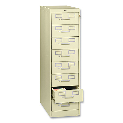 Tennsco Eight-Drawer Multimedia/Card File Cabinet, Putty, 15" x 28.5" x 52" (TNNCF846PY)