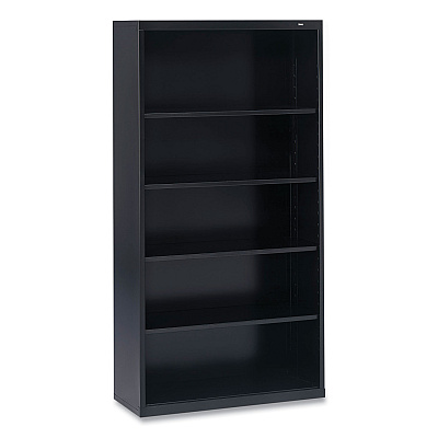 Tennsco Metal Bookcase, Five-Shelf, 34.5w x 13.5d x 66h, Black (TNNB66BK)