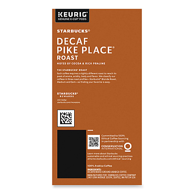 Starbucks Pike Place Decaf Coffee K-Cups, 96/Carton (SBK011111161CT)