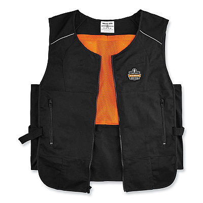 ergodyne Chill-Its 6255 Lightweight Phase Change Cooling Vest, Cotton/Polyester, Small/Medium, Black (EGO12123)