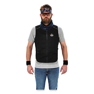 ergodyne Chill-Its 6255 Lightweight Phase Change Cooling Vest, Cotton/Polyester, Small/Medium, Black (EGO12123)
