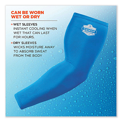 ergodyne Chill-Its 6690 Performance Knit Cooling Arm Sleeve, Polyester/Spandex, Medium, Blue, 2 Sleeves (EGO12183)