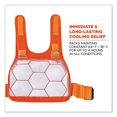 ergodyne Chill-Its 6215 Premium FR Phase Change Cooling Vest with Packs, Modacrylic Cotton, Small/Medium, Orange (EGO12220)