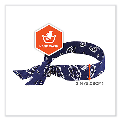 ergodyne Chill-Its 6700 Cooling Bandana Polymer Tie Headband, One Size Fits Most, Navy Western (EGO12306)