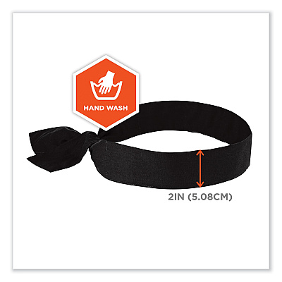 ergodyne Chill-Its 6700 Cooling Bandana Polymer Tie Headband, One Size Fits Most, Black (EGO12332)