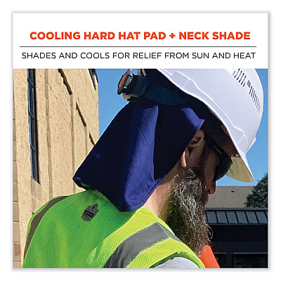ergodyne Chill-Its 6717 Cooling Hard Hat Pad and Neck Shade - Polymers, 12.5 x 9.75, Blue (EGO12336)