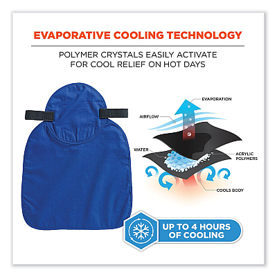 ergodyne Chill-Its 6717 Cooling Hard Hat Pad and Neck Shade - Polymers, 12.5 x 9.75, Blue (EGO12336)