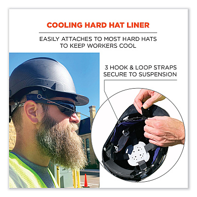 ergodyne Chill-Its 6716 Cooling Hard Hat Liner - Polymers, 13.25 x 1.88, Blue (EGO12338)