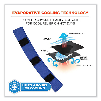 ergodyne Chill-Its 6716 Cooling Hard Hat Liner - Polymers, 13.25 x 1.88, Blue (EGO12338)