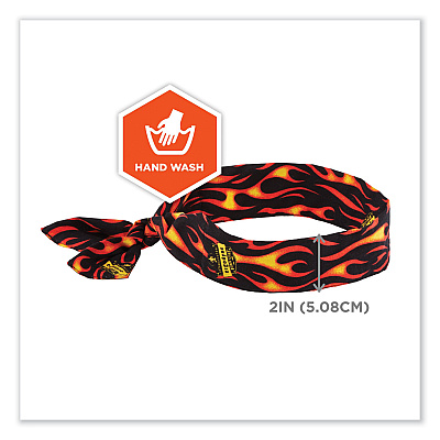 ergodyne Chill-Its 6700 Cooling Bandana Polymer Tie Headband, One Size Fits Most, Flames (EGO12341)