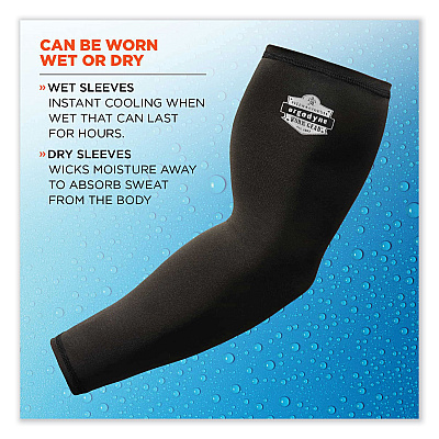 ergodyne Chill-Its 6690 Performance Knit Cooling Arm Sleeve, Polyester/Spandex, 2X-Large, Black, 2 Sleeves (EGO12386)