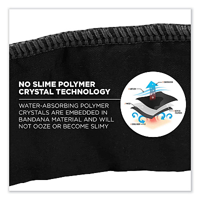 ergodyne Chill-Its 6702 Cooling Embedded Polymers Tie Bandana, One Size Fits Most, Black (EGO12396)