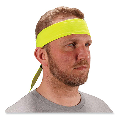 ergodyne Chill-Its 6702 Cooling Embedded Polymers Tie Bandana, One Size Fits Most, Lime (EGO12397)