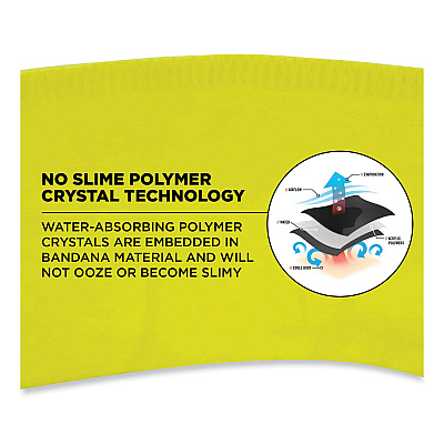 ergodyne Chill-Its 6702 Cooling Embedded Polymers Tie Bandana, One Size Fits Most, Lime (EGO12397)