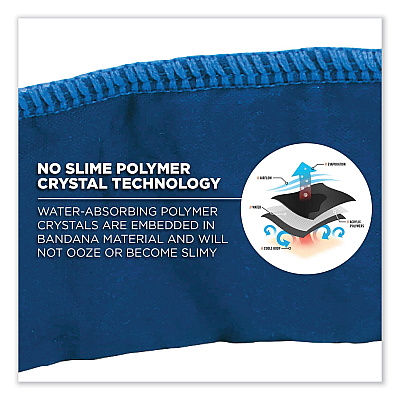 ergodyne Chill-Its 6702 Cooling Embedded Polymers Tie Bandana, One Size Fits Most, Solid Blue (EGO12399)