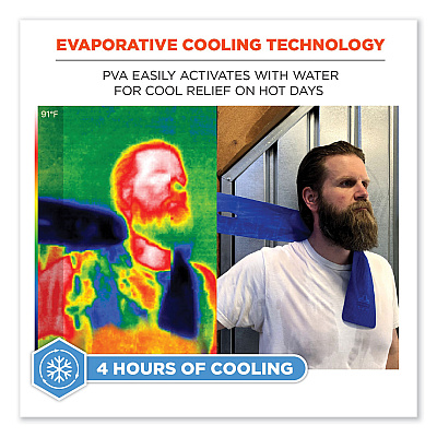 ergodyne Chill-Its 6603 Evaporative PVA Cooling Band, 29.5 x 4, One Size Fits Most, PVA, Blue (EGO12418)