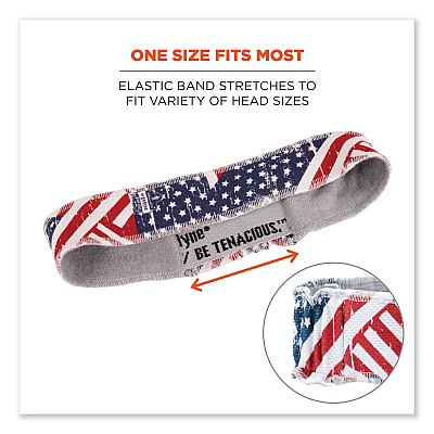 ergodyne Chill-Its 6605 High-Performance Cotton Terry Cloth Sweatband, One Size Fits Most, Stars and Stripes (EGO12421)