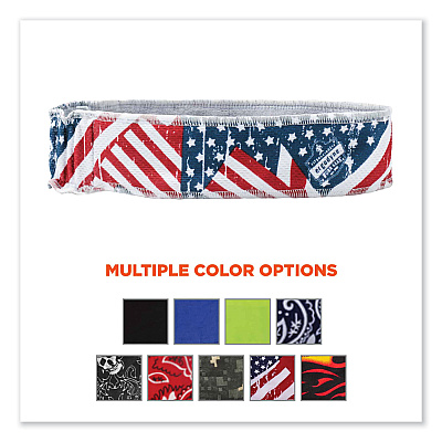 ergodyne Chill-Its 6605 High-Performance Cotton Terry Cloth Sweatband, One Size Fits Most, Stars and Stripes (EGO12421)