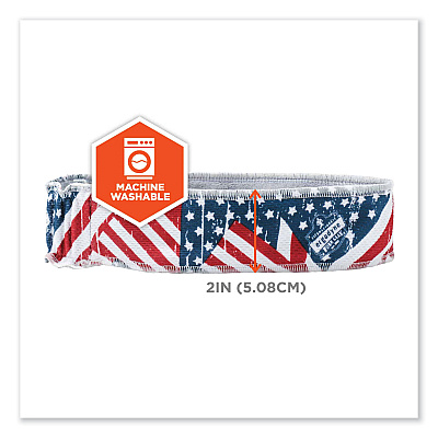 ergodyne Chill-Its 6605 High-Performance Cotton Terry Cloth Sweatband, One Size Fits Most, Stars and Stripes (EGO12421)