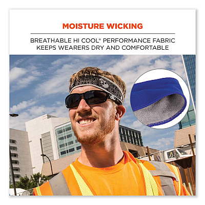 ergodyne Chill-Its 6605 High-Performance Terry Cloth Sweatband, Cotton Terry Cloth, One Size Fits Most, Blue (EGO12425)