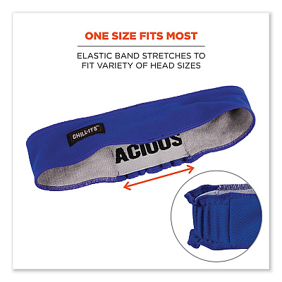 ergodyne Chill-Its 6605 High-Performance Terry Cloth Sweatband, Cotton Terry Cloth, One Size Fits Most, Blue (EGO12425)