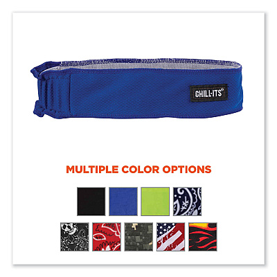 ergodyne Chill-Its 6605 High-Performance Terry Cloth Sweatband, Cotton Terry Cloth, One Size Fits Most, Blue (EGO12425)