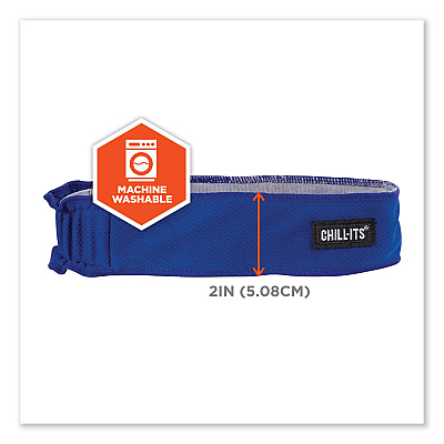 ergodyne Chill-Its 6605 High-Performance Terry Cloth Sweatband, Cotton Terry Cloth, One Size Fits Most, Blue (EGO12425)