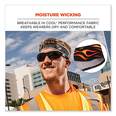 ergodyne Chill-Its 6605 High-Performance Terry Cloth Sweatband, Cotton Terry Cloth, One Size Fits Most, Flames (EGO12429)