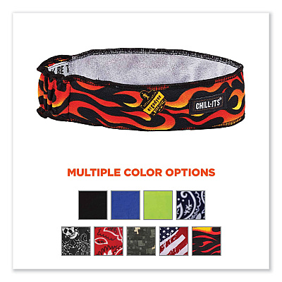 ergodyne Chill-Its 6605 High-Performance Terry Cloth Sweatband, Cotton Terry Cloth, One Size Fits Most, Flames (EGO12429)