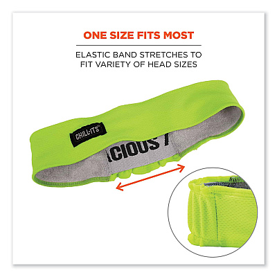 ergodyne Chill-Its 6605 High-Performance Terry Cloth Sweatband, Cotton Terry Cloth, One Size Fits Most, Lime (EGO12431)