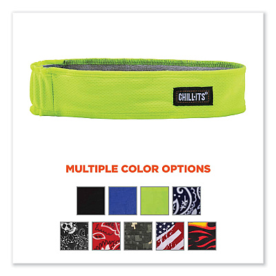ergodyne Chill-Its 6605 High-Performance Terry Cloth Sweatband, Cotton Terry Cloth, One Size Fits Most, Lime (EGO12431)