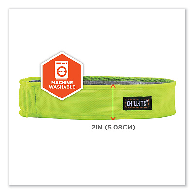 ergodyne Chill-Its 6605 High-Performance Terry Cloth Sweatband, Cotton Terry Cloth, One Size Fits Most, Lime (EGO12431)