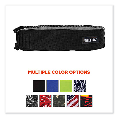 ergodyne Chill-Its 6605 High-Performance Terry Cloth Sweatband, Cotton Terry Cloth, One Size Fits Most, Black (EGO12433)