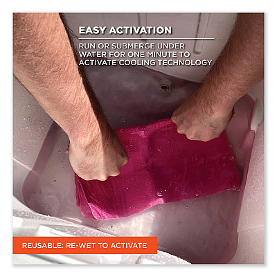 ergodyne Chill-Its 6602 Evaporative PVA Cooling Towel, 29.5 x 13, One Size Fits Most, PVA, Pink (EGO12442)
