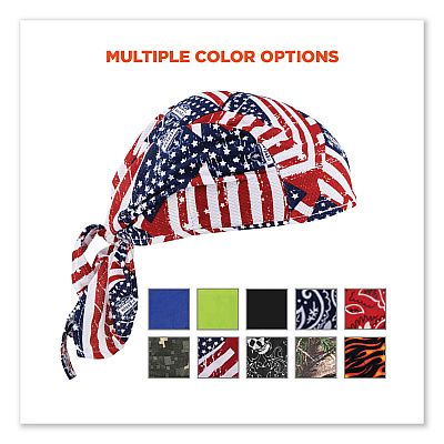 ergodyne Chill-Its 6615 High-Performance Bandana Doo Rag with Terry Cloth Sweatband, One Size Fits Most, Stars and Stripes (EGO12477)