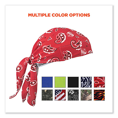 ergodyne Chill-Its 6615 High-Performance Bandana Doo Rag with Terry Cloth Sweatband, One Size Fits Most, Red Western (EGO12479)