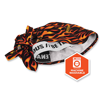 ergodyne Chill-Its 6615 High-Performance Bandana Doo Rag with Terry Cloth Sweatband, One Size Fits Most, Flames (EGO12485)