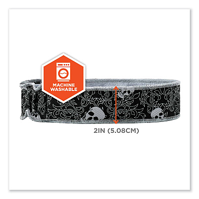 ergodyne Chill-Its 6605 High-Performance Terry Cloth Sweatband, Cotton Terry Cloth, One Size Fits Most, Skulls (EGO12489)