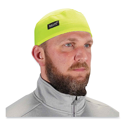 ergodyne Chill-Its 6630 High-Performance Terry Cloth Skull Cap, Polyester, One Size Fits Most, Lime (EGO12505)