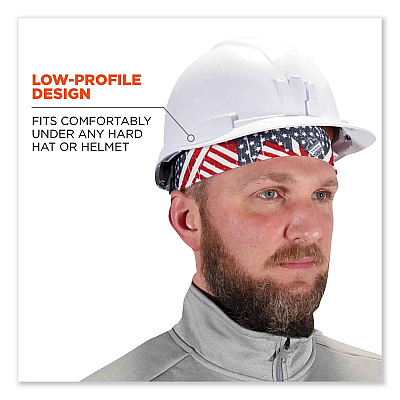 ergodyne Chill-Its 6630 High-Performance Terry Cloth Skull Cap, Polyester, One Size Fits Most, Stars and Stripes (EGO12506)