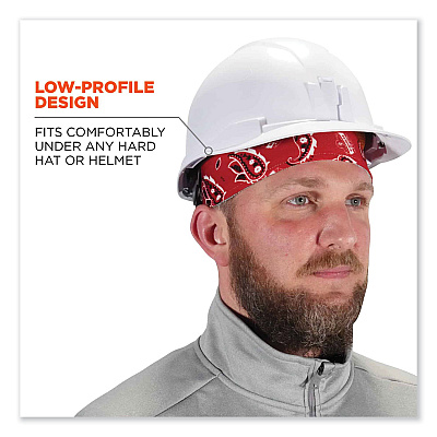 ergodyne Chill-Its 6630 High-Performance Terry Cloth Skull Cap, Polyester, One Size Fits Most, Red Western (EGO12508)