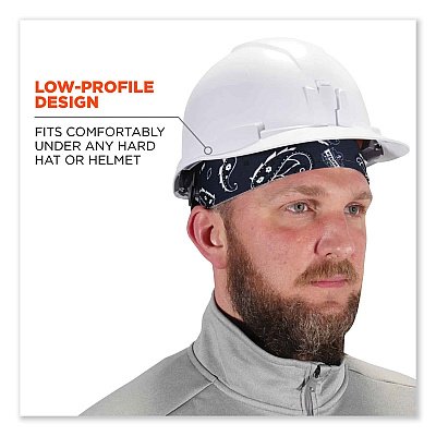 ergodyne Chill-Its 6630 High-Performance Terry Cloth Skull Cap, Polyester, One Size Fit Most, Navy Western (EGO12509)