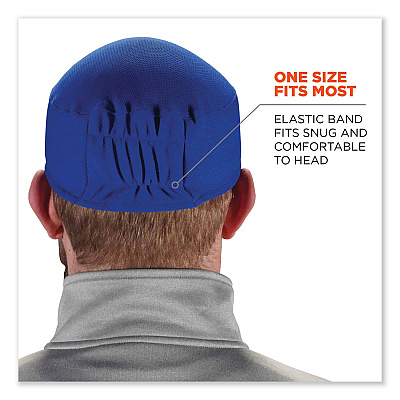 ergodyne Chill-Its 6630 High-Performance Terry Cloth Skull Cap, Polyester, One Size Fits Most, Blue (EGO12510)