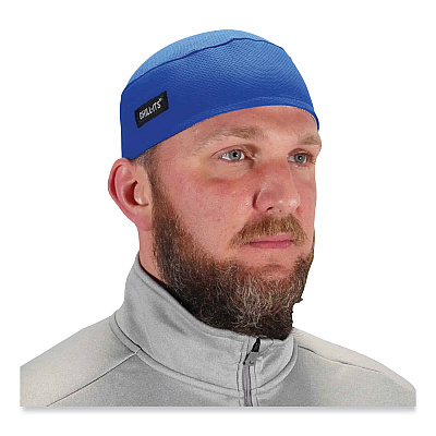ergodyne Chill-Its 6630 High-Performance Terry Cloth Skull Cap, Polyester, One Size Fits Most, Blue (EGO12510)