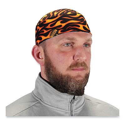 ergodyne Chill-Its 6630 High-Performance Terry Cloth Skull Cap, Polyester, One Size Fits Most, Flames (EGO12514)