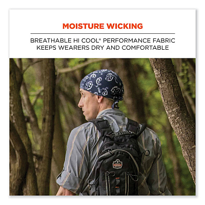 ergodyne Chill-Its 6615 High-Performance Bandana Doo Rag with Terry Cloth Sweatband, One Size Fits Most, Skulls (EGO12519)