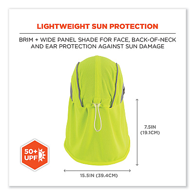ergodyne Chill-Its 6650 High-Performance Hat Plus Neck Shade, Polyester, One Size Fits Most, Lime (EGO12520)