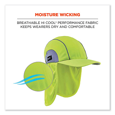 ergodyne Chill-Its 6650 High-Performance Hat Plus Neck Shade, Polyester, One Size Fits Most, Lime (EGO12520)