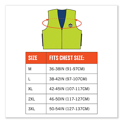 ergodyne Chill-Its 6665 Embedded Polymer Cooling Vest with Zipper, Nylon/Polymer, 3X-Large, Lime (EGO12537)
